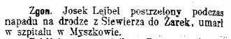 napad pod Będuszem na kupców z Żarek, śmierć poszkodowanego, 1906.png