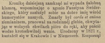 nekrolog Faustyna Świderskiego, Kłosy 1058, 1885 r, cz.1.jpg