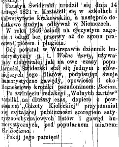 nekrolog Faustyna Świderskiego, Gazeta Kielecka 1885, nr 78, cz.2.jpg