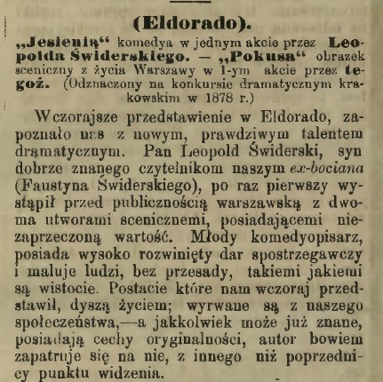 recenzje sztuk Leopolda Świderskiego, Echo, 172, 1880 r, cz.1.jpg