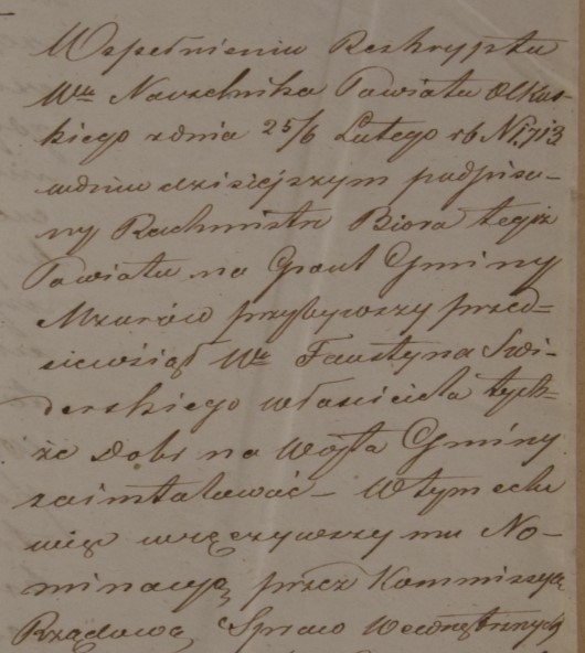 Protokól instalacji F.Świderskiego na Wójta Gminy Mzurów, 26 lutego 1862 r., cz.2.jpg