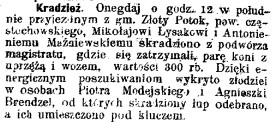 kradzież koni i wozu mieszkańcom Złotego Potoku, G.Cz. 113, 1907.jpg