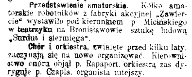 teatr amatorski, chór i orkiestra w Zawierciu, 1906 rok.png
