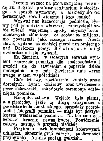 odsłonięcie pomnika Mickiewicza w Zawierciu w dniu 7 czerwca 1907 r.,  G.Cz. 183, 1907 r., cz.2.jpg