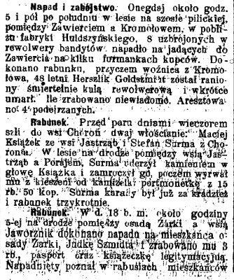 napady, Jaworznik, Kromołów, Choroń, sierpień 1907 r., G.Cz. 226, 1907, cz.1.jpg