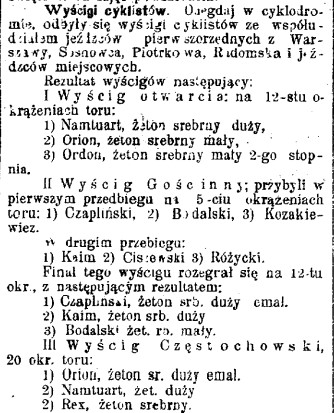 Wyścigi cyklistów w Częstochowie, sierpień 1907 r, G.Cz. 232, 1907, cz.1.jpg