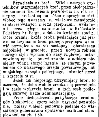 Pozwolenie na broń, G.Cz. 20, 1908 r..jpg