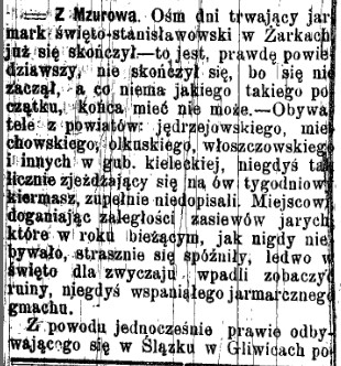 Świderski na temat jarmarku w Żarkach, Gaz. Kiel. 1883, nr 38, cz.1.jpg