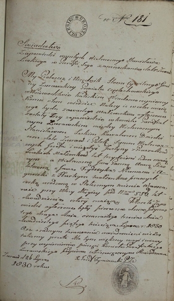 zapowiedzi w Żurawiu, Stanisław Leski i Anna Neuman, 1830 rok.jpg