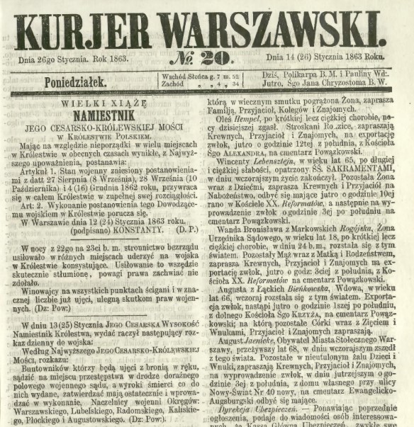 Kurier Warszawski nr 20, 26.01.1863 r..jpg