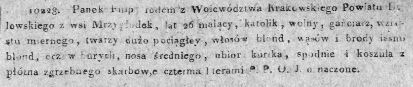 List gończy, Panek Filip, Dz.Rz.W.K.5, 1816 r..jpg