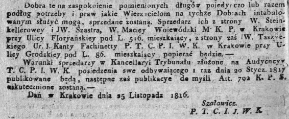 zadłużenie i sprzedaż dóbr, Dz.Rz.W.K.9, 1816 r., cz.3.jpg