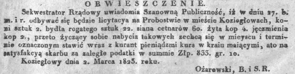 licytacja w Koziegłowach, Dz.U.W.K. 10, 1823 r..jpg