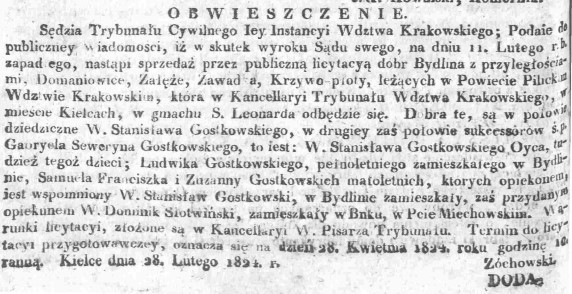 sprzedaż dóbr Bydlin, Dz.U.W.K. 11, 1824 r..jpg