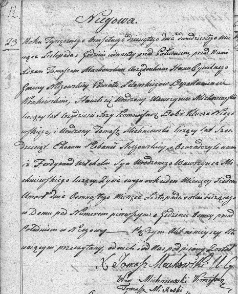 Komisarz dóbr klucza niegowskiego, W.Michniewski, 1810 r..jpg