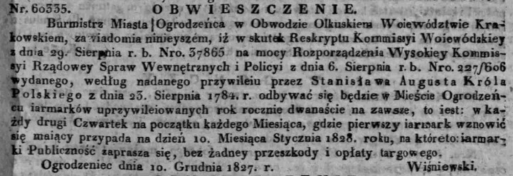jarmarki w Ogrodzieńcu, DZ.U.W.K.2, 1828 r..jpg