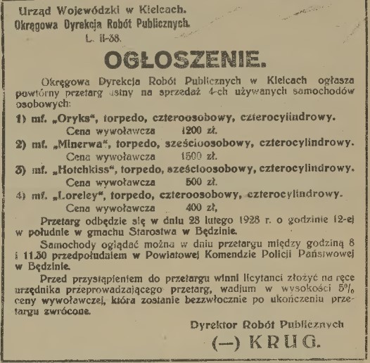 przetarg, używane samochody, Expres Zagłębia, 1928, nr 42.jpg